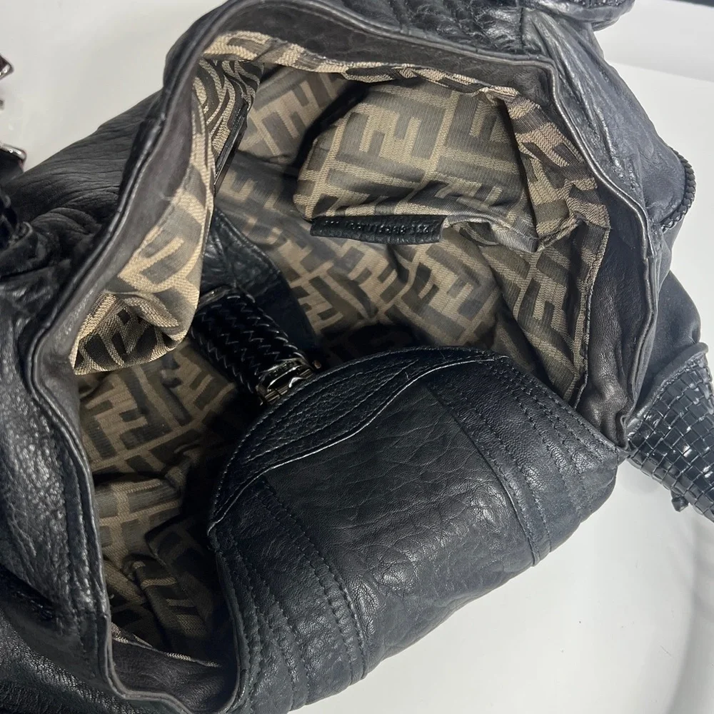 Fendi Small Spy Bag Black Lamb Leather Zucca Interior